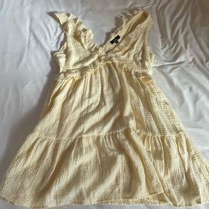Pale Yellow LULUS V neck babydoll dress